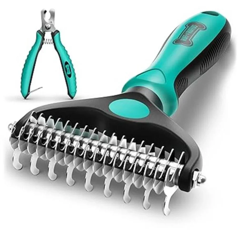 Say Goodbye to Shedding with Professional Double-Sided Undercoat Rake Dog Brush
